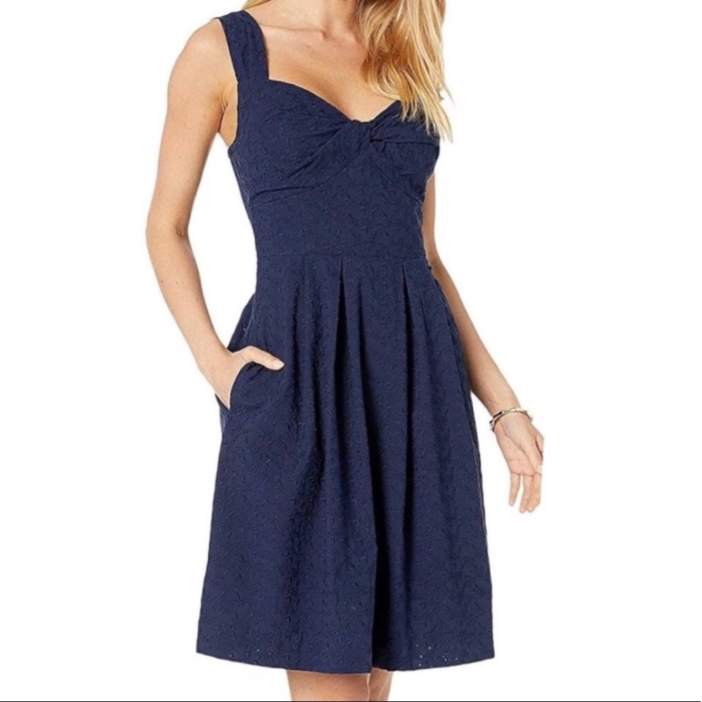 Lilly Pulitzer Navy Cyndi Dress in Fish Eyelet Size 00